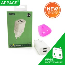 Dual USB Port 2.1A Output Fast Charging 2 Pin Travel Charger Adapter