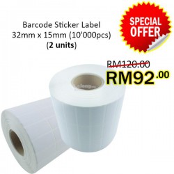 Evio Asia Barcode Blank Sticker Label (32mm x 15mm), 10000pcs