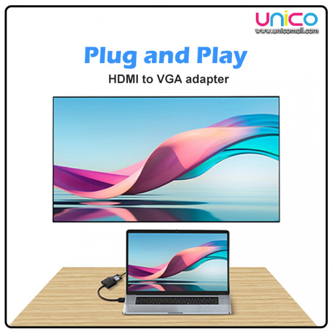 1080P HDMI to VGA Video Converter Adapter Cable without Audio Support