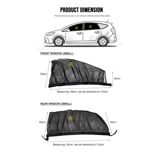(4 PCS) Car Window Sun Shade Mesh Cover (Small, Front & Rear) (4 PCS) Car Window Sun Shade Mesh Cover (Small, Front & Rear)