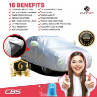Evio Asia Premium Full Reflective Car Cover With Zipper Door Design Anti-UV Heat Rain Dust Protection + WARRANTY -Model CBS