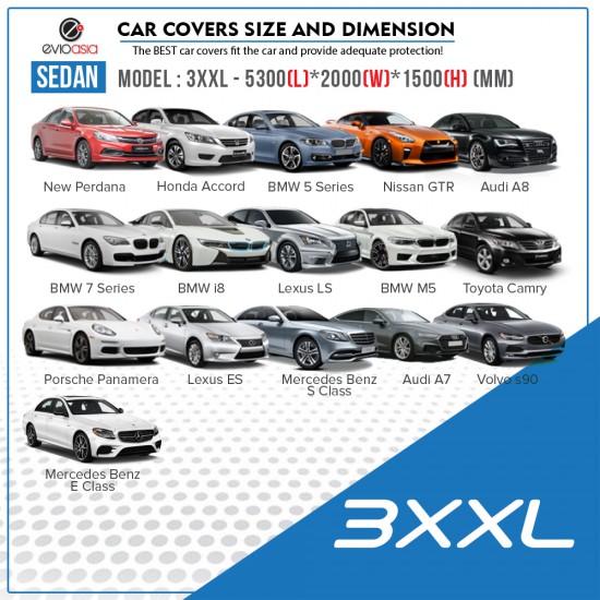 Evio Asia Full Reflective Car Cover with Side Door Zipper UV Rain Dust Sunlight Protection -Model CCHS