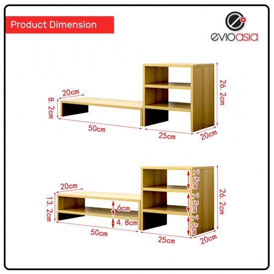 Wood Computer Monitor Stand Riser and PC Screen TV Riser for Home Office (Double Layer with Divider)