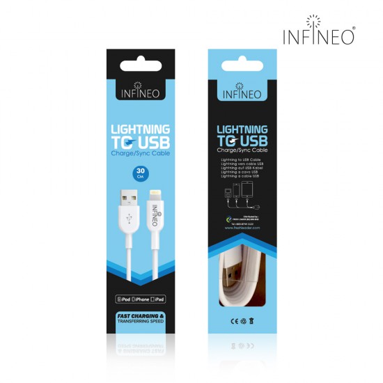 INFINEO Lightning Cable to USB Charging Cable for iPhone Support Latest iOS Version, 30 CM