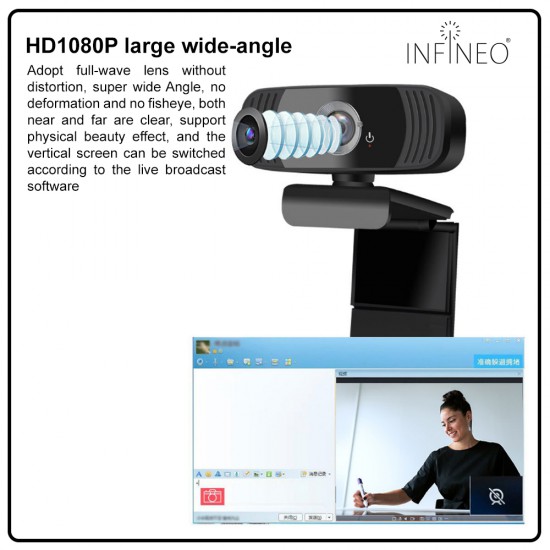 1080P Full HD Webcam USB Computer Laptop Driver-Free Web Camera with Mic