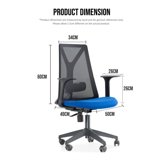 Evio Asia Ergonomic Mid-Back Mesh Office Chair (Model MC119)