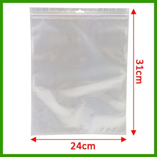 (24cm x 31cm) Clear White Plastic Bag Zip Lock Pouch Packaging / Plastik Beg (100pcs/pack)