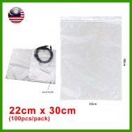 (22cm x 30cm) Clear White Plastic Bag Zip Lock Pouch Packaging / Plastik Beg (100pcs/pack)