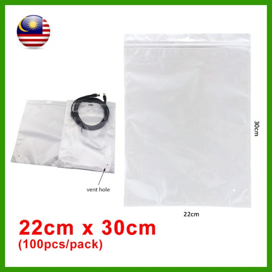(22cm x 30cm) Clear White Plastic Bag Zip Lock Pouch Packaging / Plastik Beg (100pcs/pack) (22cm x 30cm) Clear White Plastic Bag Zip Lock Pouch Packaging / Plastik Beg (100pcs/pack)