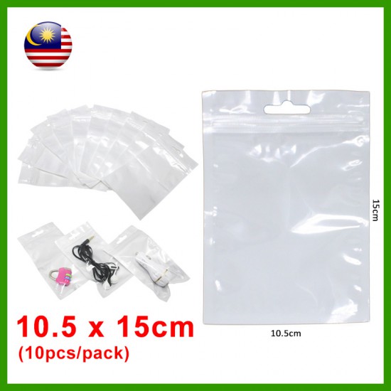 (10.5cm x 15cm) Clear White Plastic Bag Zip Lock Pouch Packaging / Plastik Beg (10pcs=1pack) (10.5cm x 15cm) Clear White Plastic Bag Zip Lock Pouch Packaging / Plastik Beg (10pcs=1pack)