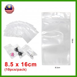 (8.5cm x 16cm) Clear White Plastic Bag Zip Lock Pouch Packaging / Plastik Beg (10pcs=1pack)