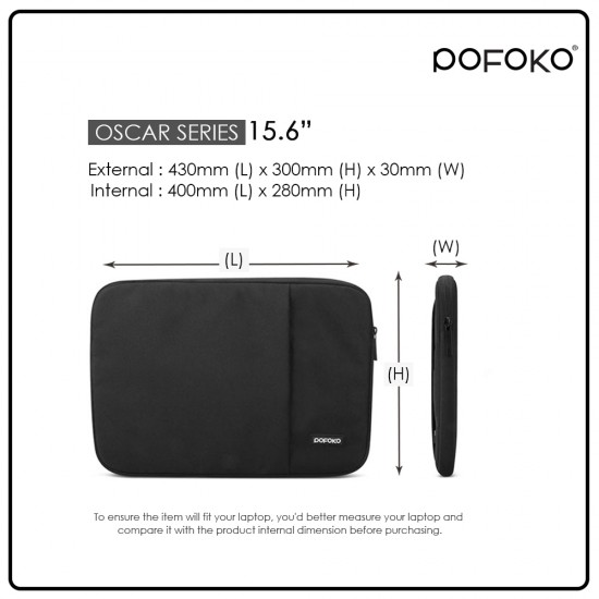 POFOKO Oscar Series Laptop Sleeve - Fits 13.3", 14", and 15.6" Laptops