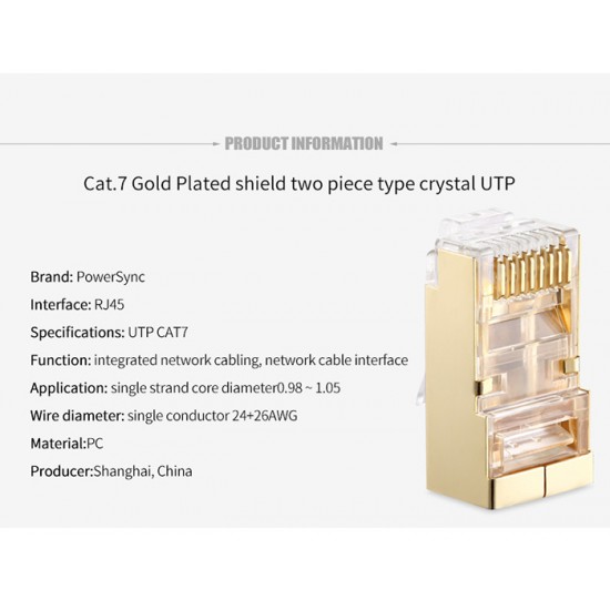 PowerSync CAT7 Crystal Modular Connector Plug (10pcs)