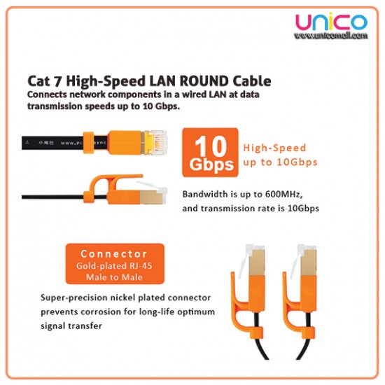Powersync Cat 7 Super Speed Flat Cable LAN Network (White)
