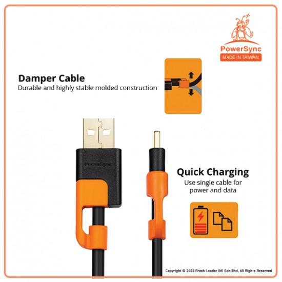 Powersync USB 2.0 Type C Charging & Sync Cable (1 Meter)