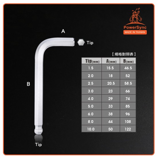 PowerSync 9 Pcs Extractor Hex Key Ball Point Wrench Set