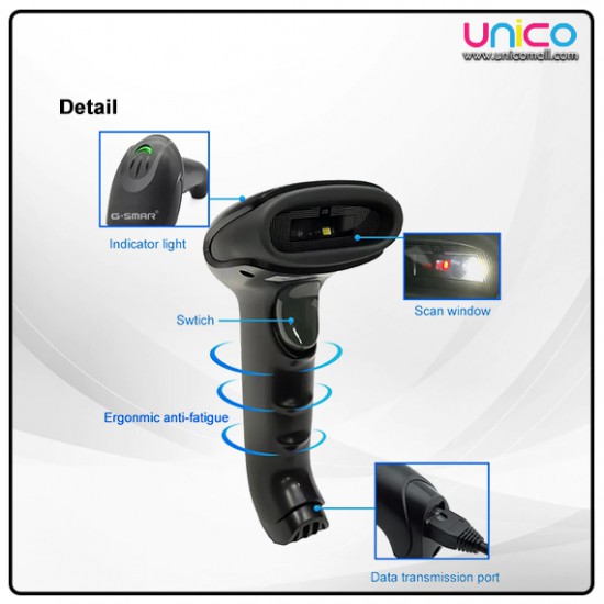 G-Smar Wireless Barcode Scanner with advanced 1D/2D Scanning Technology G-Smar Wireless Barcode Scanner with advanced 1D/2D Scanning Technology