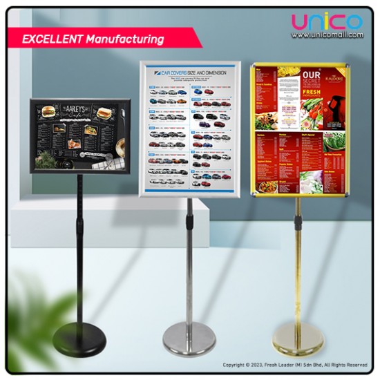 A3 Display Stand Adjustable Height Round Corner Easy Snap Frame Poster A3 Display Stand Adjustable Height Round Corner Easy Snap Frame Poster