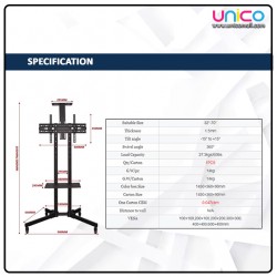 Portable TV Stand with Locking Wheels | Fits 32"-65" LED/LCD TVs | Convenient and Stylish