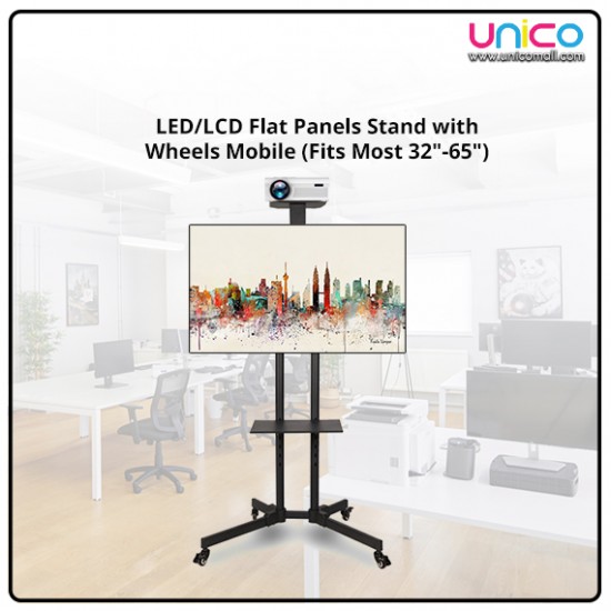 Portable TV Stand with Locking Wheels | Fits 32"-65" LED/LCD TVs | Convenient and Stylish Portable TV Stand with Locking Wheels | Fits 32"-65" LED/LCD TVs | Convenient and Stylish