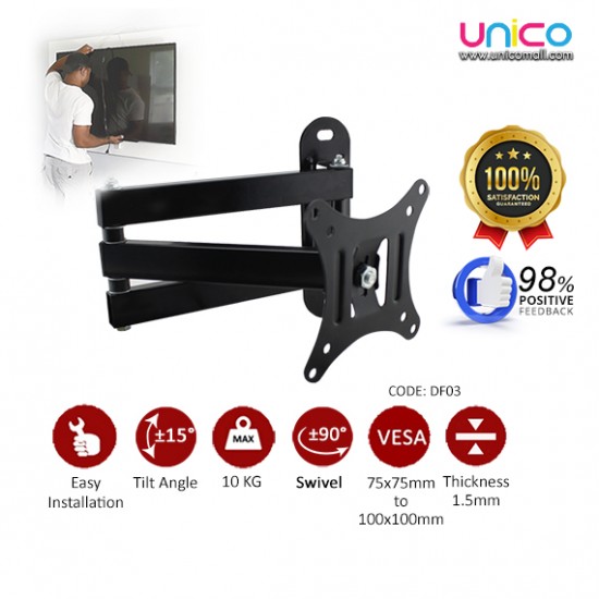 Retractable TV Wall Bracket Suitable for 14” – 27” 