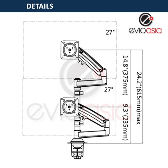 Dual Monitor Desk Stand 22" to 32"