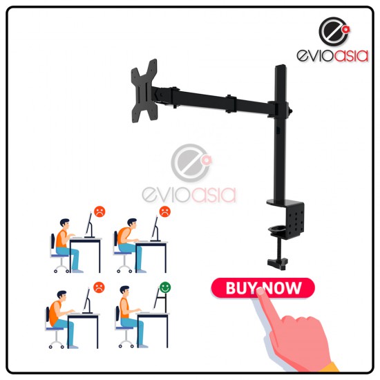 Single Monitor Arm Fully Adjustable Desk Mount Stand For 1 Screen up to 17”-30"