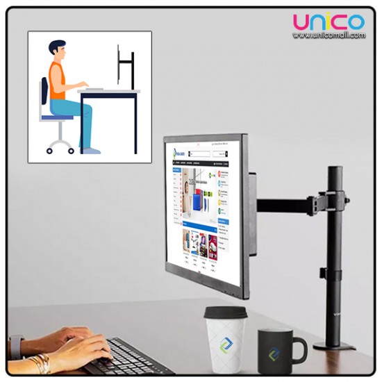 Single Monitor Arm Fully Adjustable Desk Mount Stand For 1 Screen up to 17”-30"