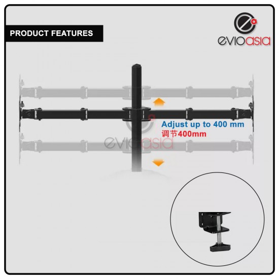 4 Monitor Arm Fully Adjustable Desk Mount Stand For 4 Screen up to 17”-30" 4 Monitor Arm Fully Adjustable Desk Mount Stand For 4 Screen up to 17”-30"