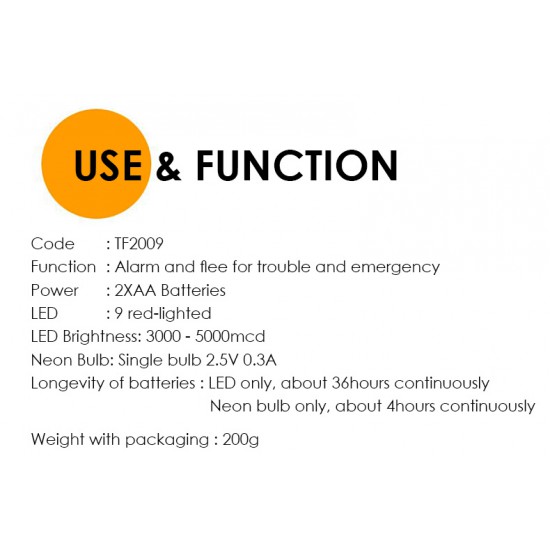 Evio Asia LED Emergency Multifunction Flashlight - Torchlight