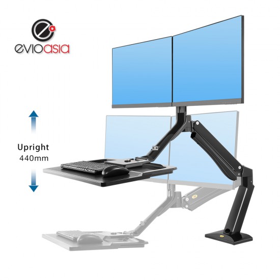 Dual Monitor Sit Stand Plus Keyboard 22" to 27" 