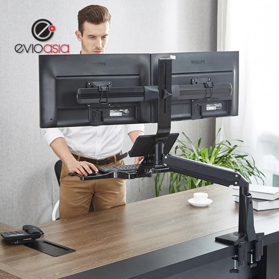 Dual Monitor Sit Stand Plus Keyboard 22" to 27" Dual Monitor Sit Stand Plus Keyboard 22" to 27"