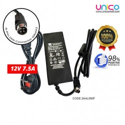 12V 7.5A Power Adapter with 4-Pin DIN – UK 3-Pin C13 Plug, AC/DC Converter for Electronics
