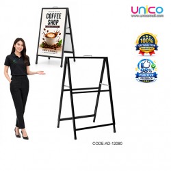 Heavy Duty Portable Iron A-Frame Sign Board Stand 120x80cm Outdoor Advertising Display