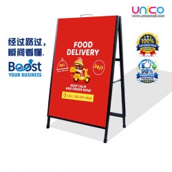 Heavy Duty Outdoor Double-Sided Sign Stand Iron Frame 90x60cm