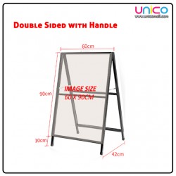 Heavy Duty Outdoor Double-Sided Sign Stand Iron Frame 90x60cm