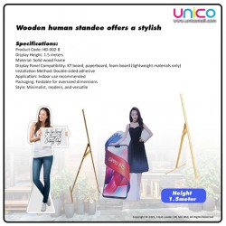 Promotional 1.5m Wooden Human Standee – Durable Cutout for Shops, Booths & Branding