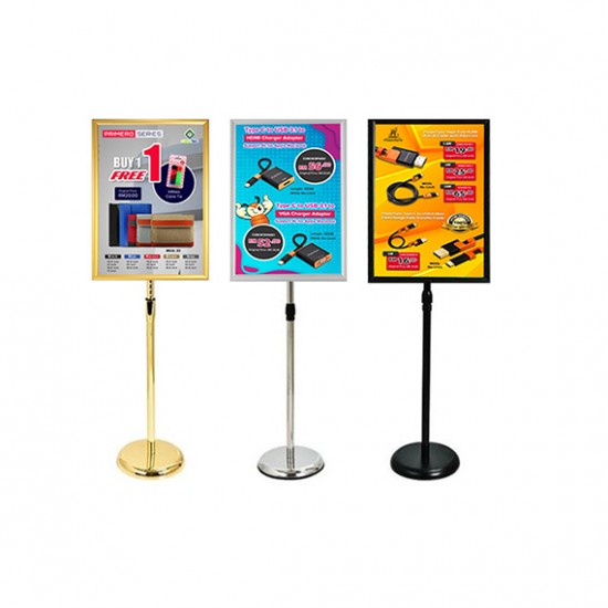 A2 Floor Poster Display Stand – Right Angle Frame with Weighted Base for Shops & Events (Silver / Black / Gold)