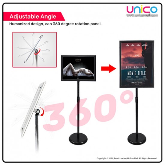 A2 Floor Poster Display Stand – Right Angle Frame with Weighted Base for Shops & Events (Silver / Black / Gold)