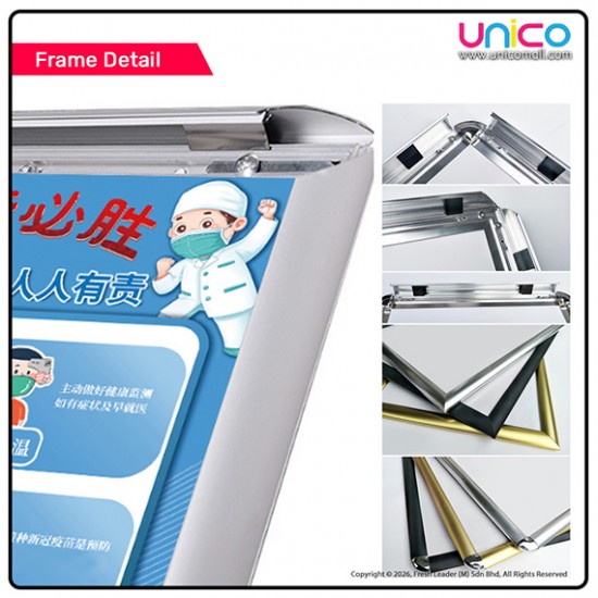 A2 Floor Poster Display Stand – Right Angle Frame with Weighted Base for Shops & Events (Silver / Black / Gold)