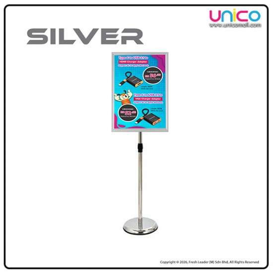 A2 Floor Poster Display Stand – Right Angle Frame with Weighted Base for Shops & Events (Silver / Black / Gold)