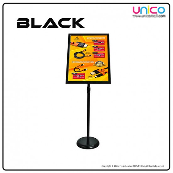 A2 Floor Poster Display Stand – Right Angle Frame with Weighted Base for Shops & Events (Silver / Black / Gold)
