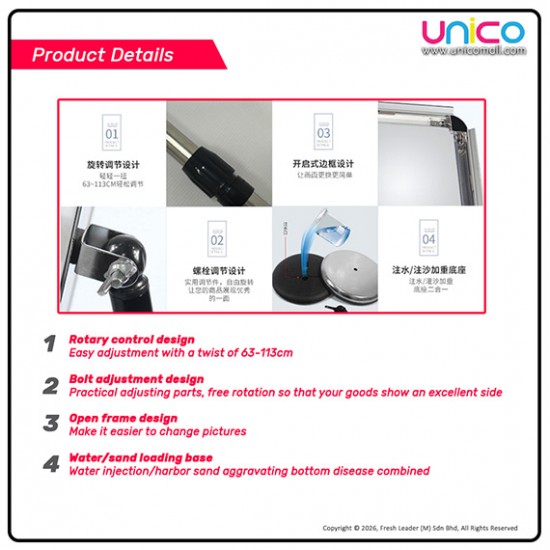 A3 Pedestal Display Stand – Freestanding Right Angle Sign Holder for Retail & Office Use