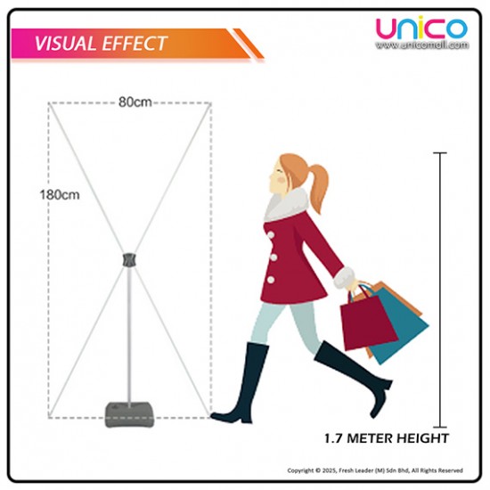 Indoor Outdoor X Banner Stand 80x180cm – Water-Fillable Base for Stable Advertising Display