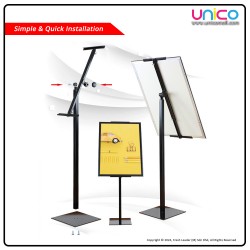 Black Adjustable Poster Stand by Evio Asia - Single Stand with Rotation Feature