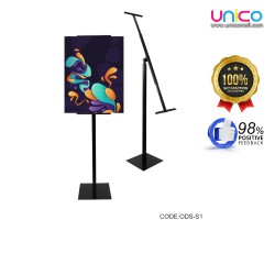 Black Adjustable Poster Stand by Evio Asia - Single Stand with Rotation Feature