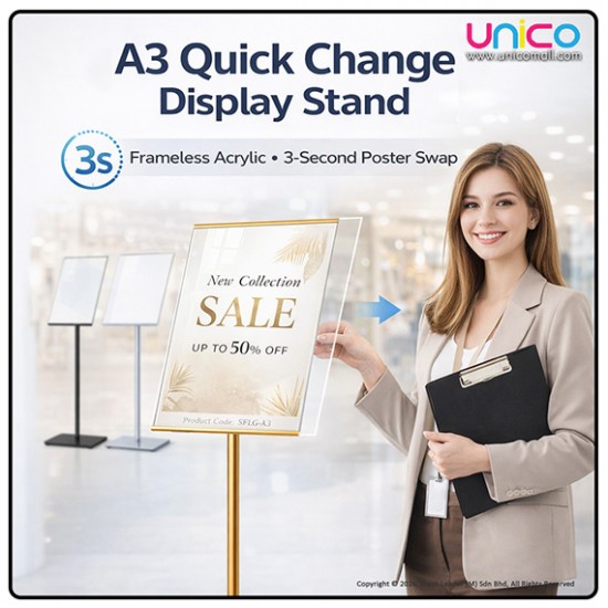 Premium A3 Sign Stand Frameless Poster Holder with Quick Change