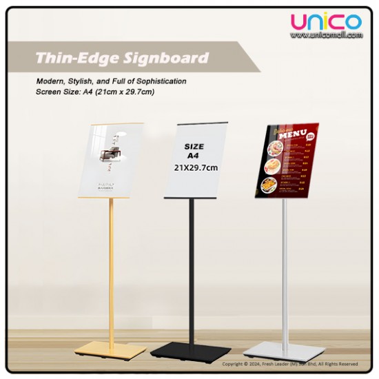 Frameless A4 Display Board Stand – Modern Black, Silver, Gold Sign Holder for Events Frameless A4 Display Board Stand – Modern Black, Silver, Gold Sign Holder for Events