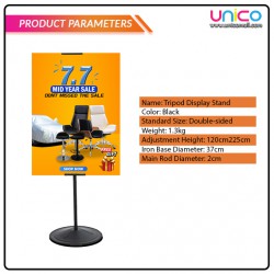 Double-Sided Promotional Poster Stand – Adjustable Height & Windproof Round Base