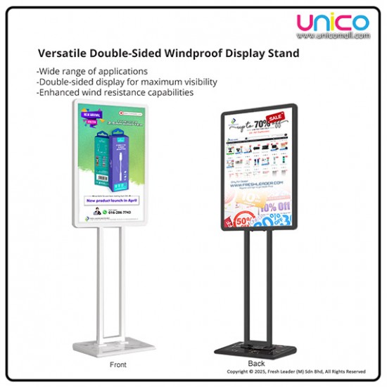 Double-Sided Windproof Display Stand for Banners – Heavy Duty Sign Holder for Outdoor & Indoor Use (White) Double-Sided Windproof Display Stand for Banners – Heavy Duty Sign Holder for Outdoor & Indoor Use (White)